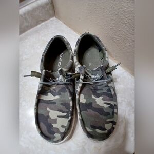 Nautica Men's Camo Slip-On Loafers in Green and Brown